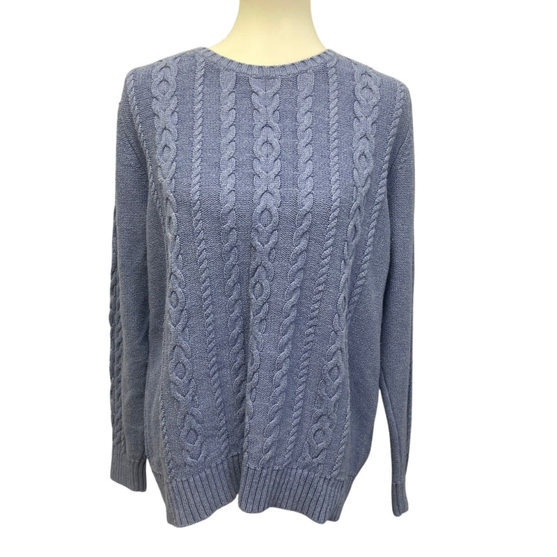 LL Bean Womens XL 100% Cotton Long Sleeve Crew Neck Knit Pullover Sweater