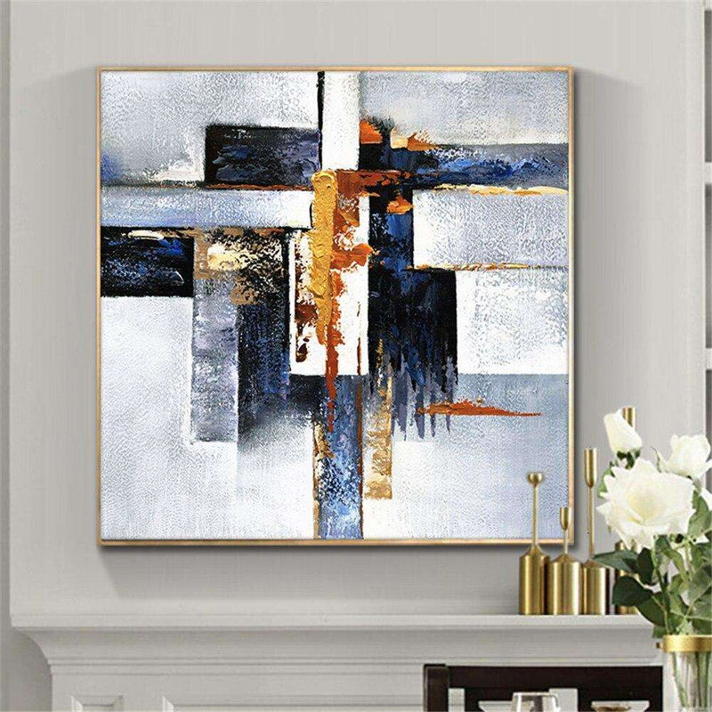 Abstract Geometric Hand Painted Oil Painting On Canvas Painting Vintage Minimalist Art Modern