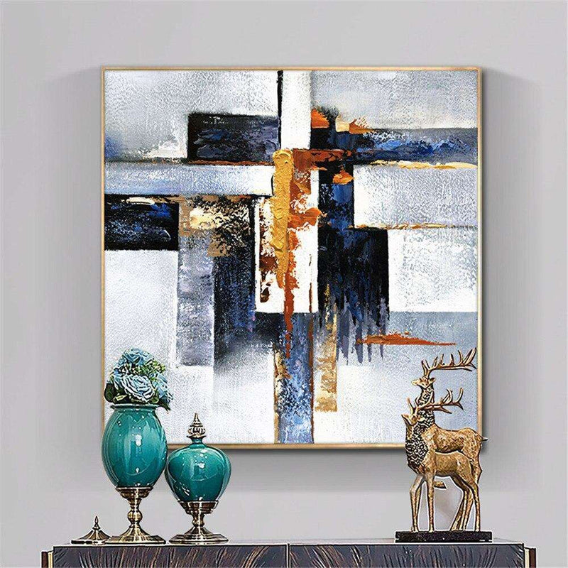 Abstract Geometric Hand Painted Oil Painting On Canvas Painting Vintage Minimalist Art Modern