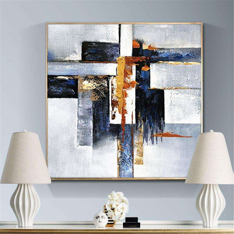 Abstract Geometric Hand Painted Oil Painting On Canvas Painting Vintage Minimalist Art Modern