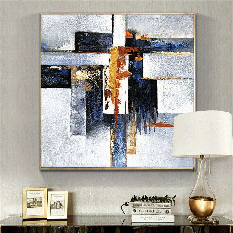 Abstract Geometric Hand Painted Oil Painting On Canvas Painting Vintage Minimalist Art Modern