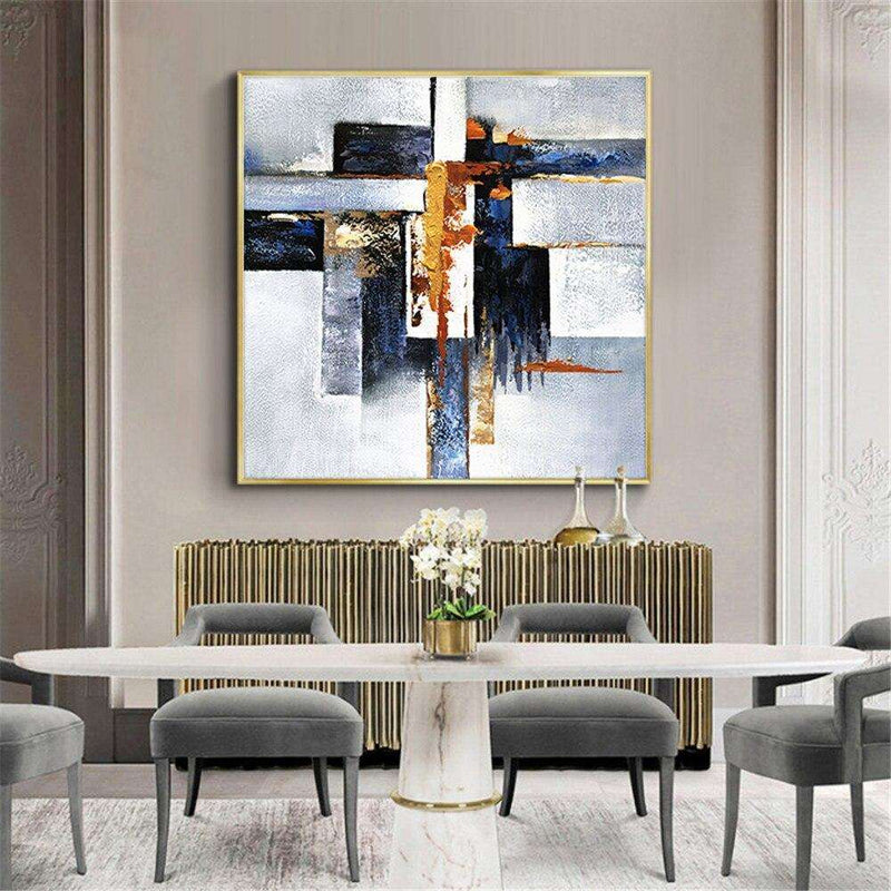 Abstract Geometric Hand Painted Oil Painting On Canvas Painting Vintage Minimalist Art Modern