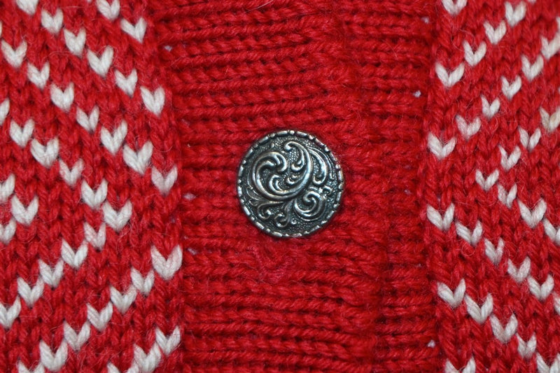 70s LL Bean Red Snowflake Cardigan Sweater Women's Medium