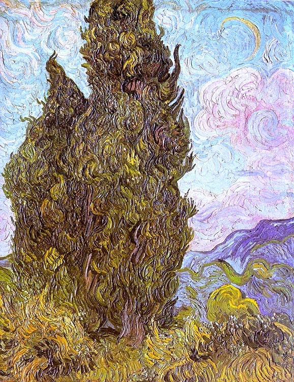 Two Cypresses by Vincent Van Gogh - Hand Painted Oil Painting