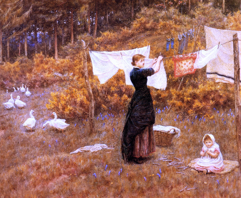 The Clothes Line by Helen Allingham - Hand Painted Oil Painting