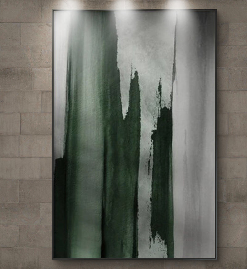 100% Handcrafted Green Minimalist Oil Painting