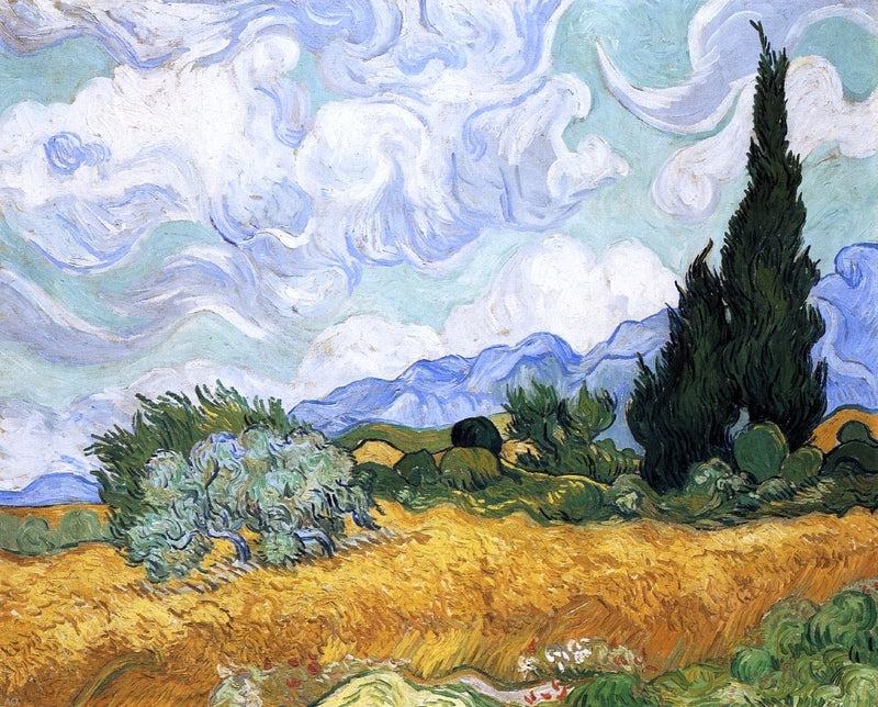 Wheatfield with Cypress by Vincent Van Gogh - Hand Painted Oil Painting