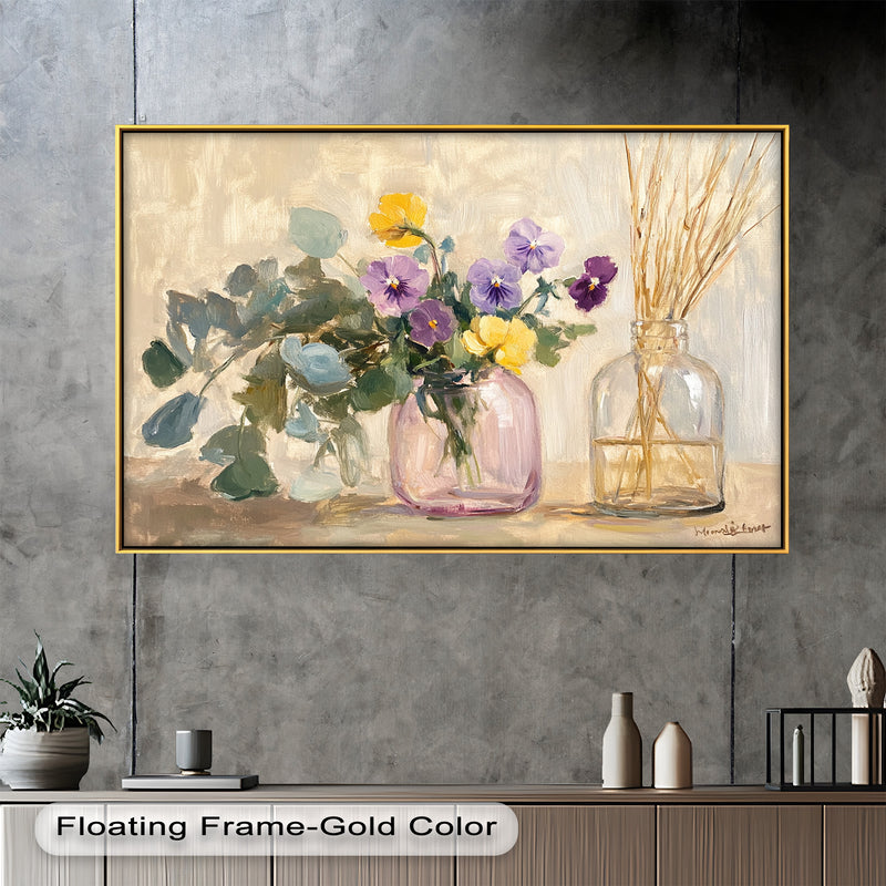 Purple & Yellow Flowers – Botanical Oil Painting