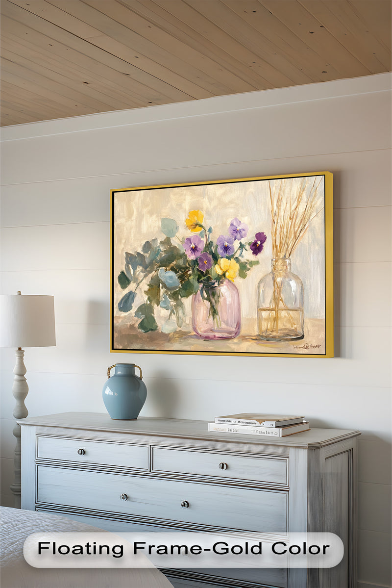 Purple & Yellow Flowers – Botanical Oil Painting