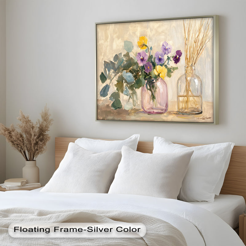Purple & Yellow Flowers – Botanical Oil Painting