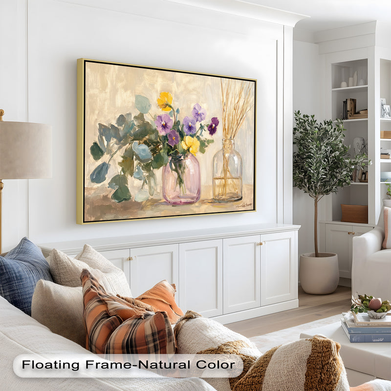 Purple & Yellow Flowers – Botanical Oil Painting