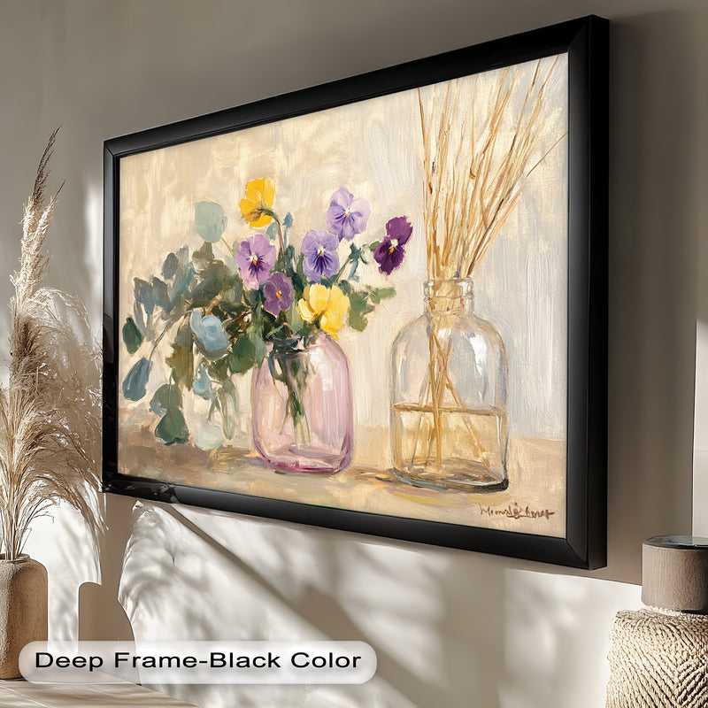 Purple & Yellow Flowers – Botanical Oil Painting