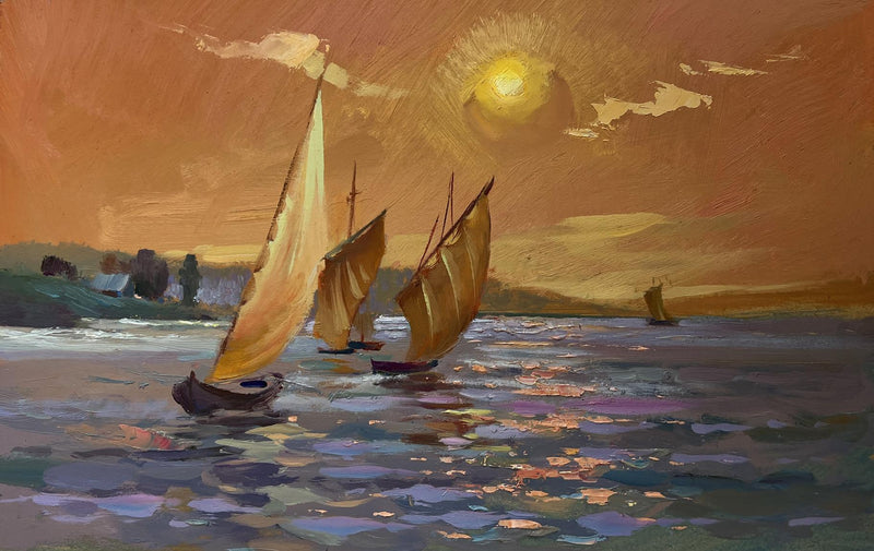 Oil painting Romantic evening swim Yuriy Suprunchuk