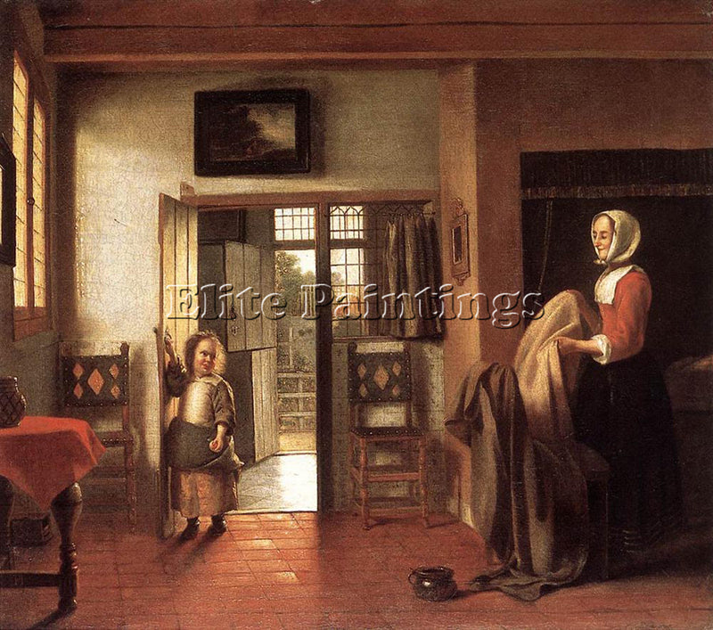PIETER DE HOOCH THE BEDROOM ARTIST PAINTING REPRODUCTION HANDMADE OIL CANVAS ART