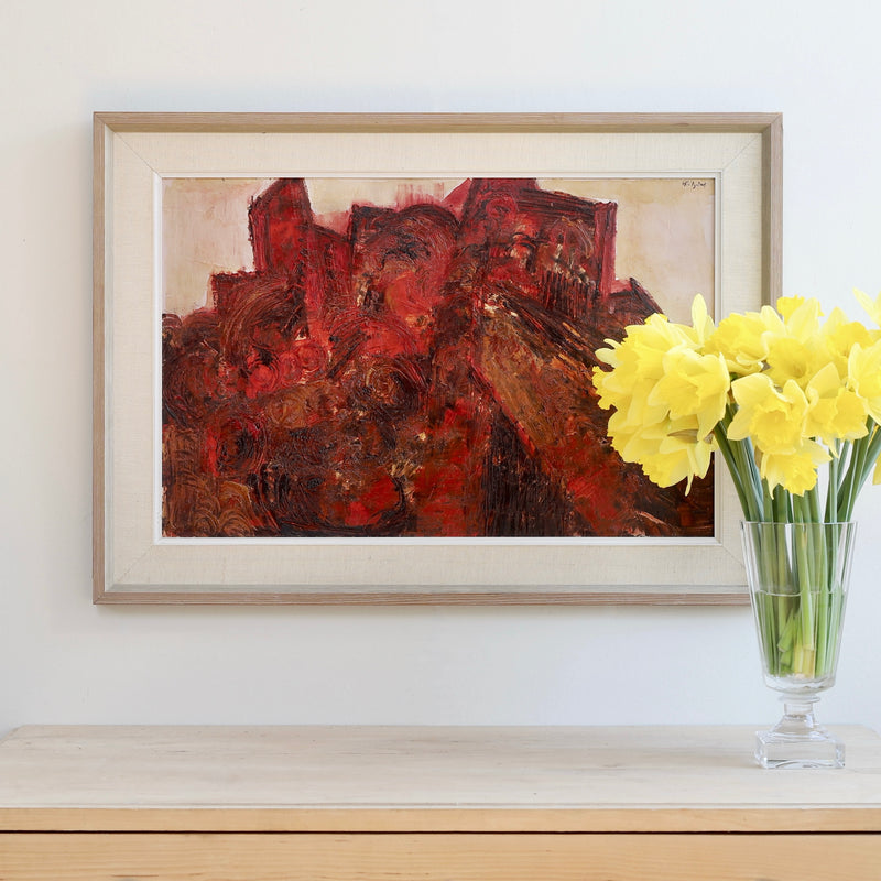 Mid Century Original Abstract Landscape Oil Painting from Sweden