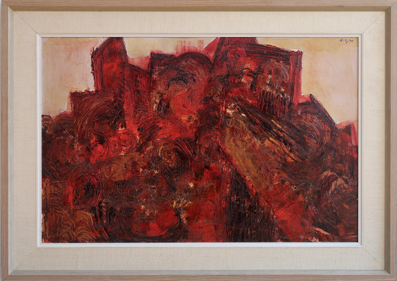 Mid Century Original Abstract Landscape Oil Painting from Sweden
