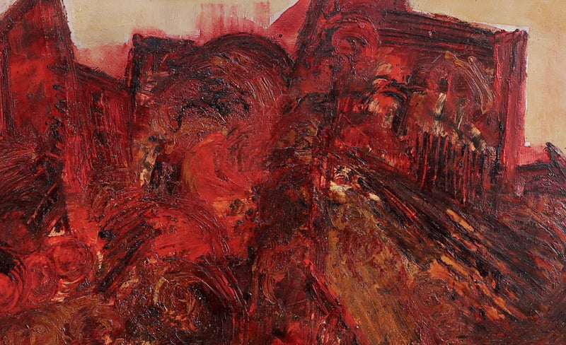 Mid Century Original Abstract Landscape Oil Painting from Sweden
