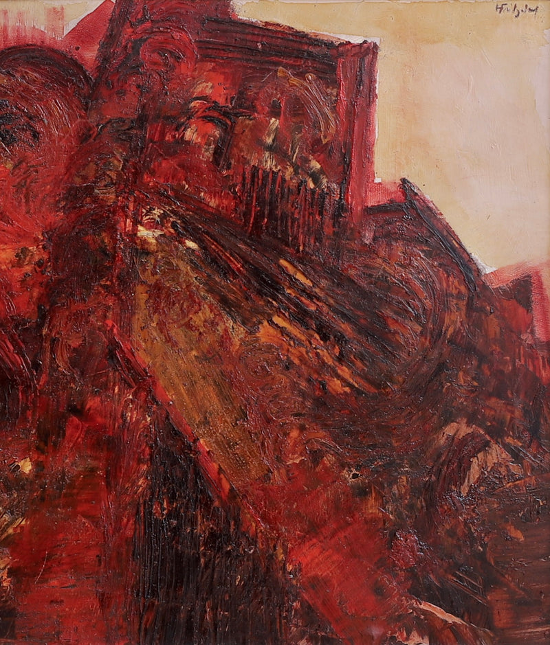 Mid Century Original Abstract Landscape Oil Painting from Sweden