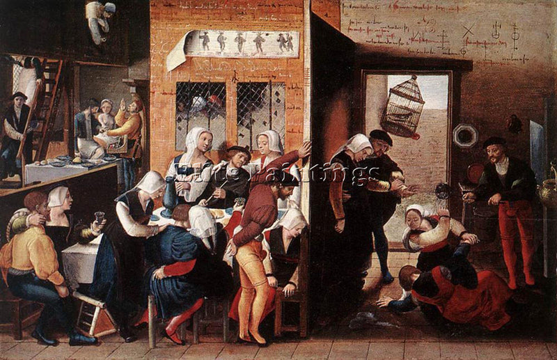 JAN SANDERS VAN HEMESSEN MERRY COMPANY ARTIST PAINTING REPRODUCTION HANDMADE OIL