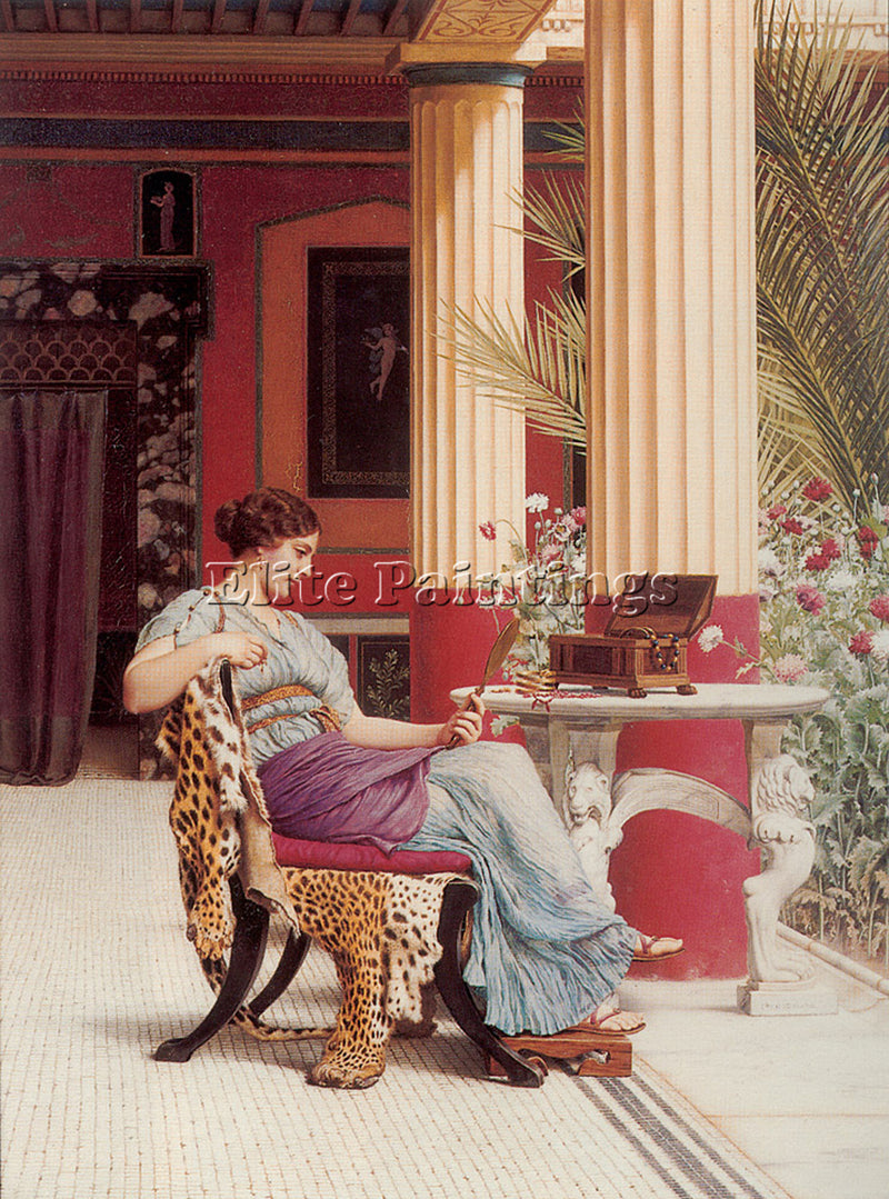 JOHN WILLIAM GODWARD JEWEL CASKET ARTIST PAINTING REPRODUCTION HANDMADE OIL DECO