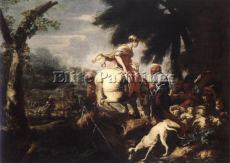 ITALIAN CASTIGLIONE GIOVANNI BENEDETTO MEETING OF ISAAC AND REBECCA PAINTING OIL