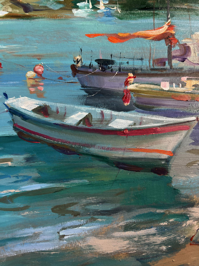 Oil painting Boats and lighthouse Yuriy Suprunchuk