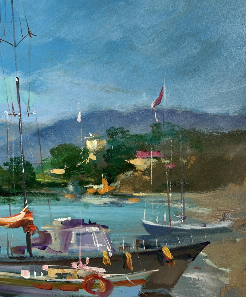 Oil painting Boats and lighthouse Yuriy Suprunchuk