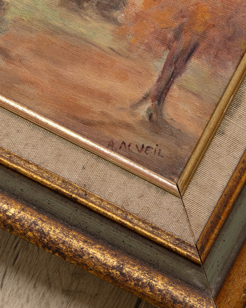 Autumnal Landscape Oil Painting, Mid Century