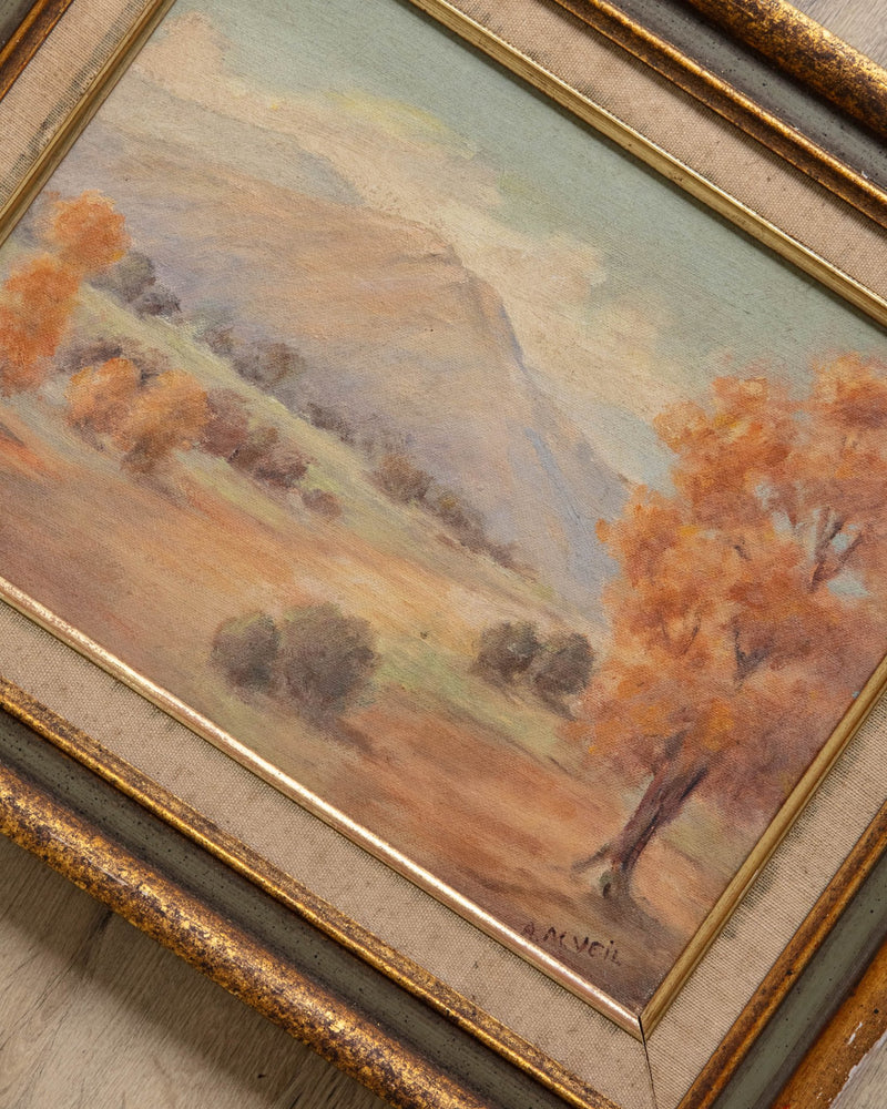 Autumnal Landscape Oil Painting, Mid Century