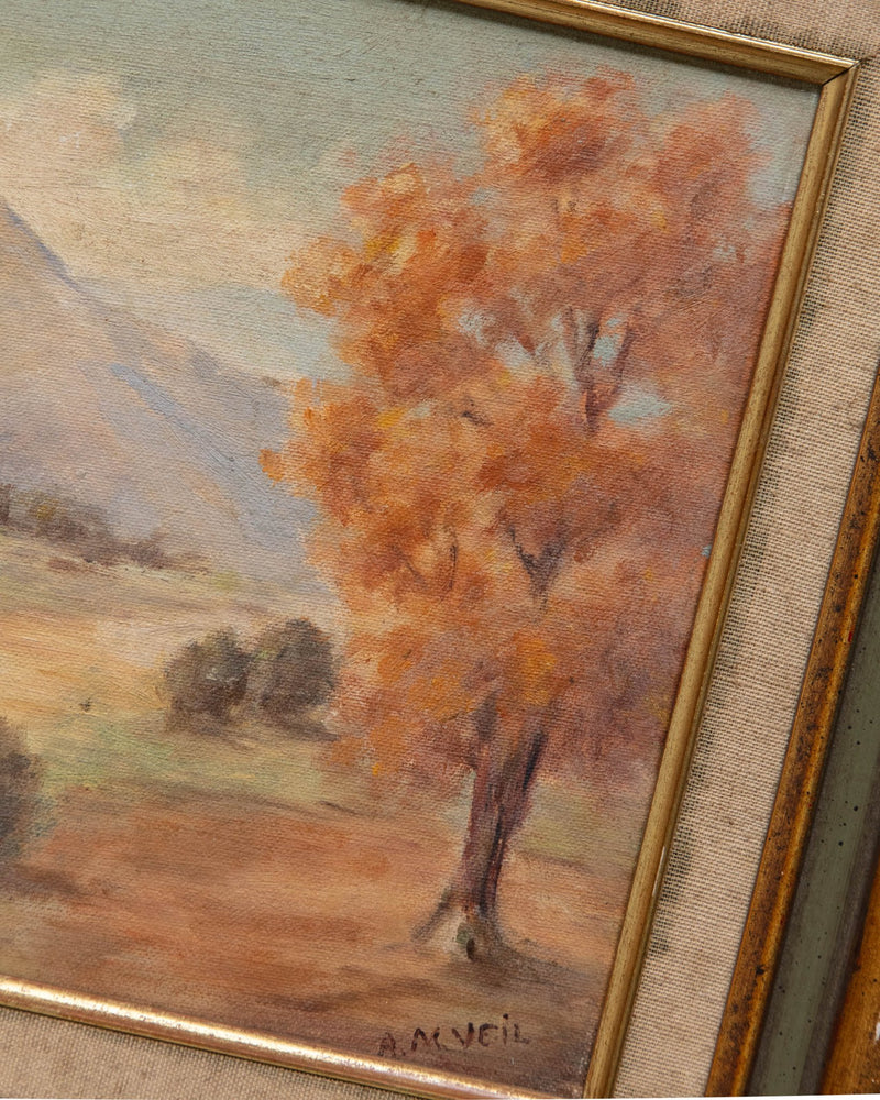 Autumnal Landscape Oil Painting, Mid Century
