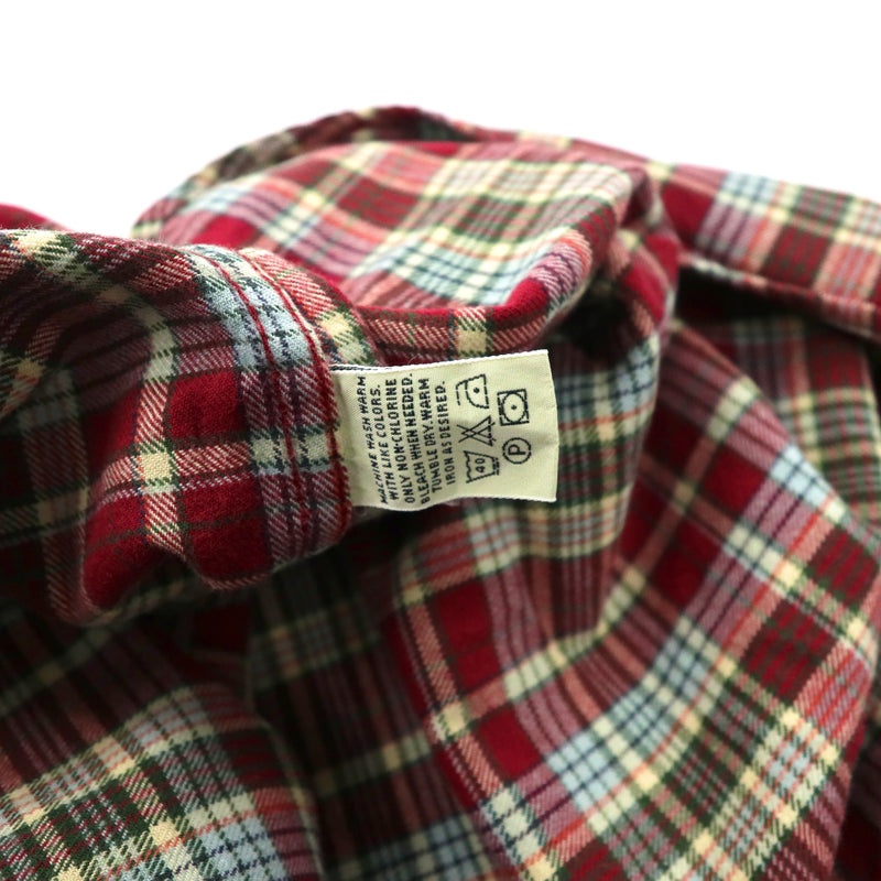 Eddie Bauer ボタンダウンシャツ L レッド チェック コットン 90年代