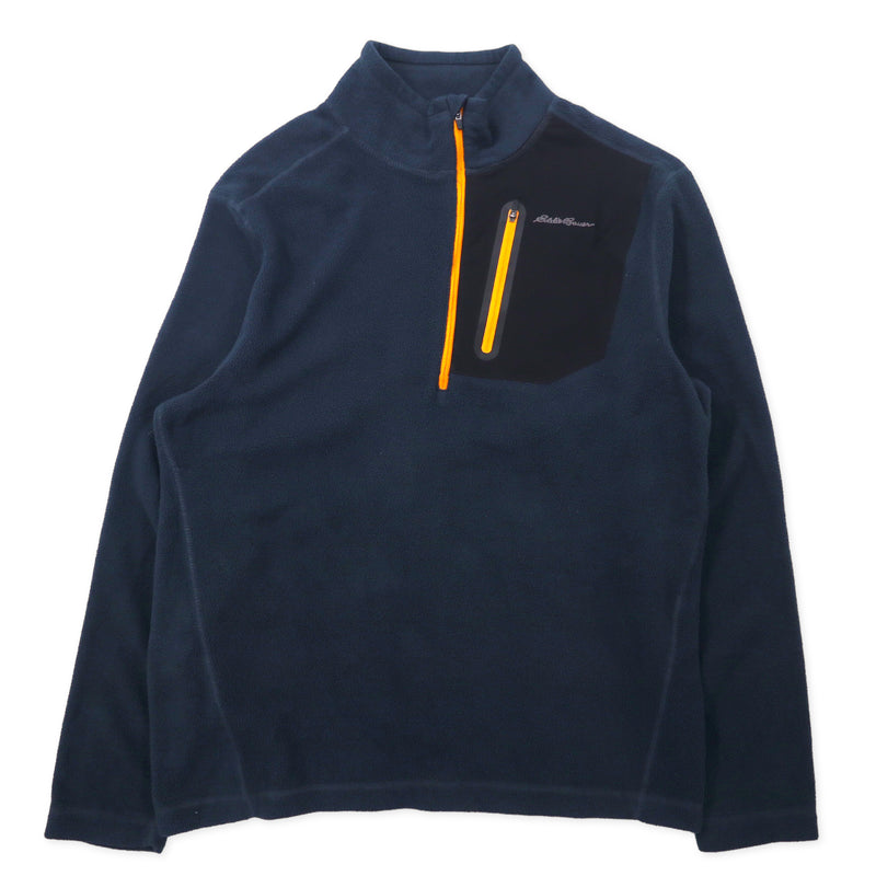 Eddie Bauer ハーフジップ フリースジャケット M ネイビー ポリエステル ワンポイントロゴ刺繍 Cloud Layer Pro 1/4 Zip Jacket EM31LK119
