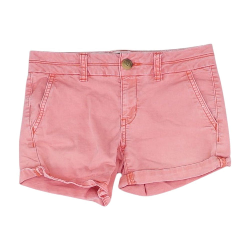Pink Solid Denim Shorts