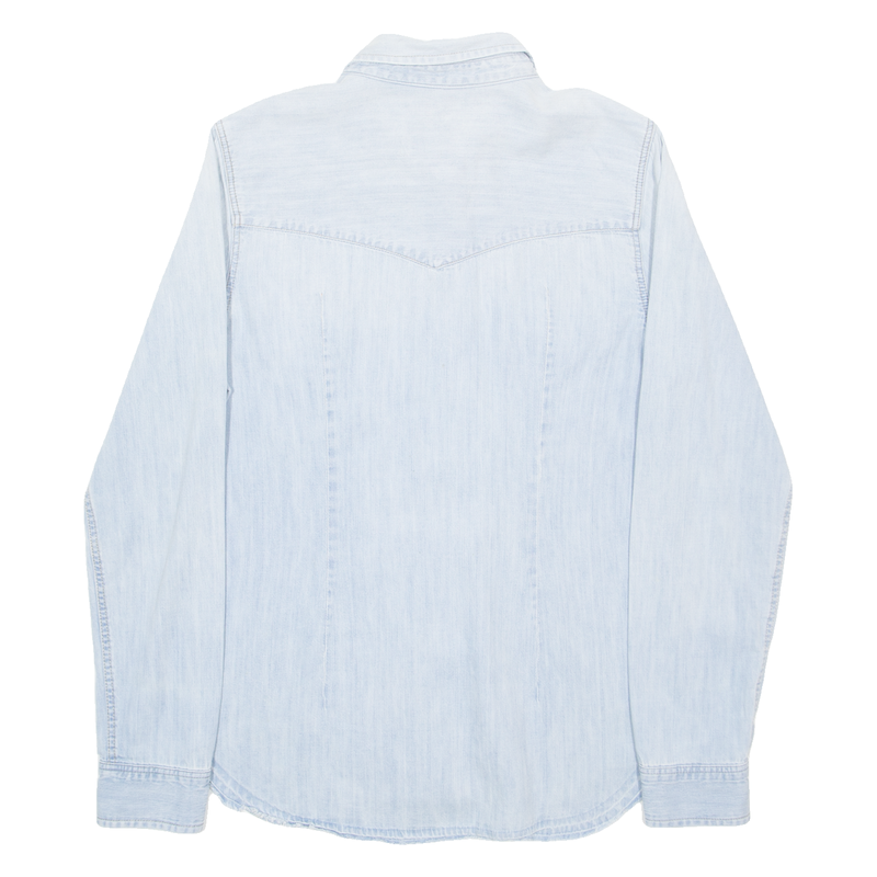 AMERICAN EAGLE Slim Fit Womens Plain Shirt Blue Long Sleeve S