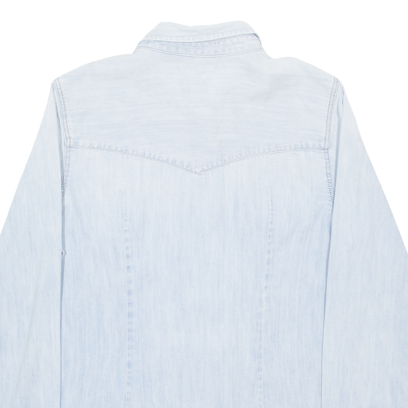 AMERICAN EAGLE Slim Fit Womens Plain Shirt Blue Long Sleeve S