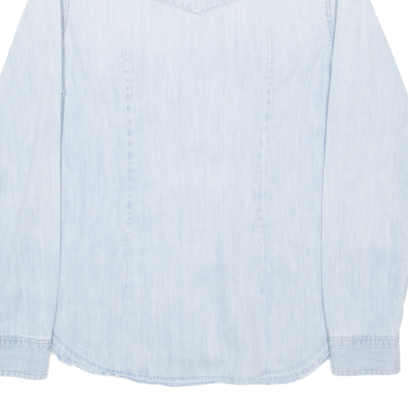 AMERICAN EAGLE Slim Fit Womens Plain Shirt Blue Long Sleeve S