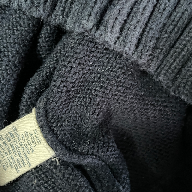 Vintage american eagle winter-turtleneck- Long sleeve polo sweaters For Men's Quarter Zip Pullover Sweater Navy Blue Size S 100% Cotton L 27 W 19 SKU 5139