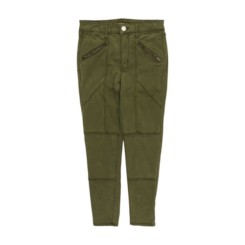 Green Solid High Rise Skinny Leg Jeans