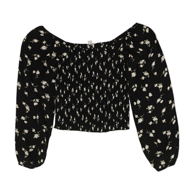 Black Floral Long Sleeve Blouse
