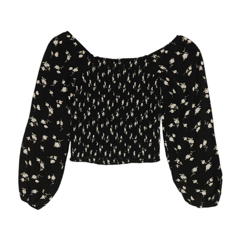 Black Floral Long Sleeve Blouse