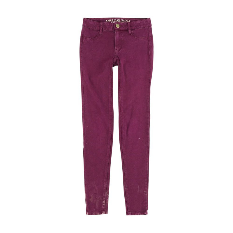 Purple Solid Regular Jeans