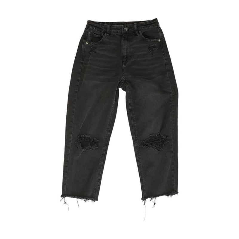 Black Solid Capri Jeans