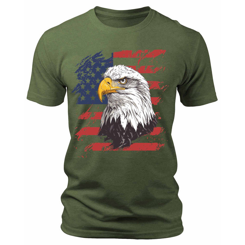 Men's American Eagle USA Flag T-Shirts Patriotic Short Sleeve Crewneck Graphic Tees