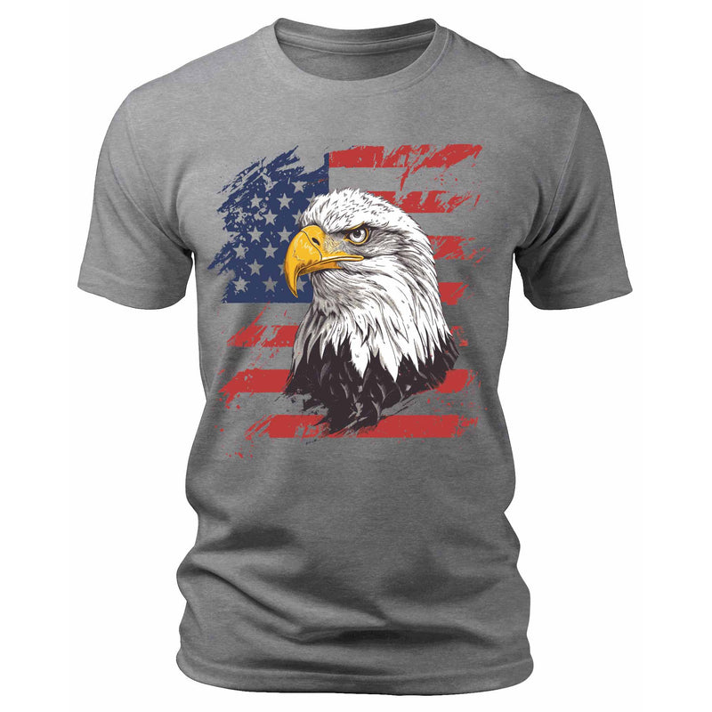 Men's American Eagle USA Flag T-Shirts Patriotic Short Sleeve Crewneck Graphic Tees
