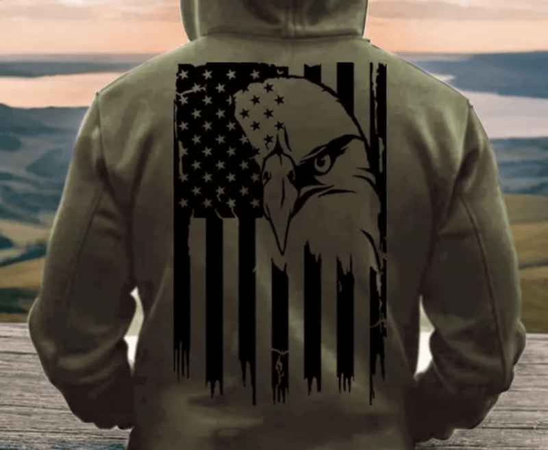 RTS AMERICAN EAGLE FLAG SINGLE COLOR BLACK Screen Print transfers size ADULT 10X12  3-A