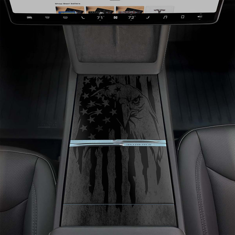 Distressed American Eagle Flag Tesla Gen3 Center Console Wrap Kit | M3 2024-’25 “Highland” & MY 2025 “Juniper”