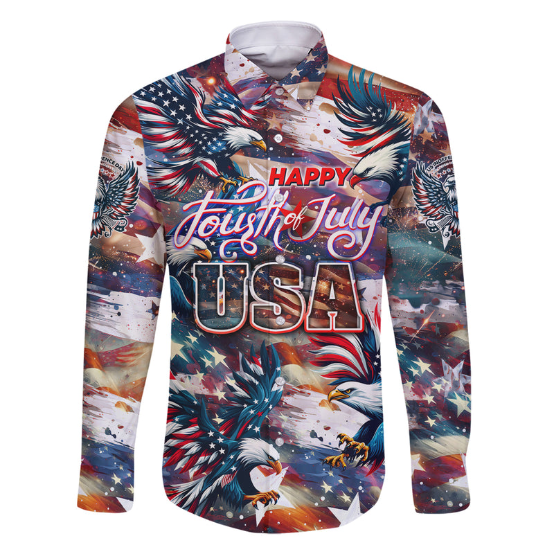 Happy Fourth of July Family Matching Mermaid Dress and Hawaiian Shirt American Eagle Flag US Independence Day DT02