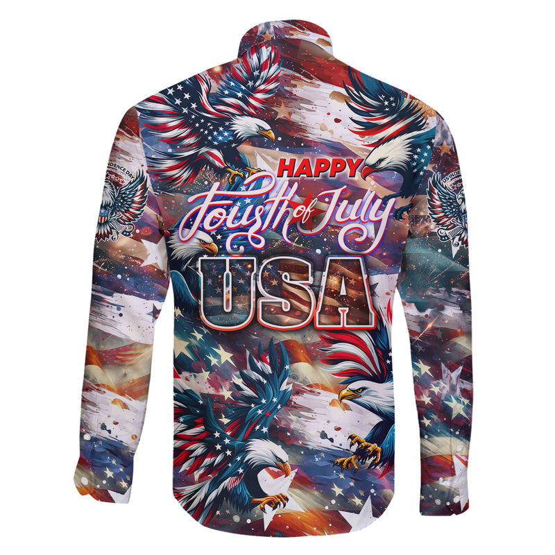 Happy Fourth of July Family Matching Mermaid Dress and Hawaiian Shirt American Eagle Flag US Independence Day DT02