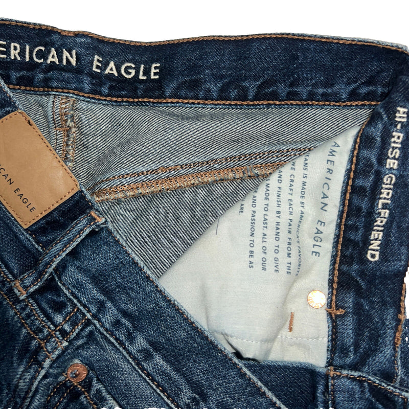 Women's  American Eagle Jeans Sz 6 x 33 Long Hi-Rise Girlfriend Button Tapered