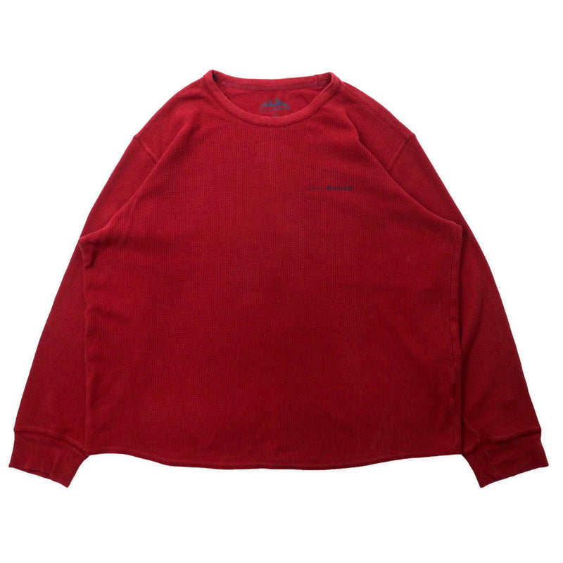 Eddie Bauer サーマル ロングスリーブTシャツ XL レッド コットン バックプリント